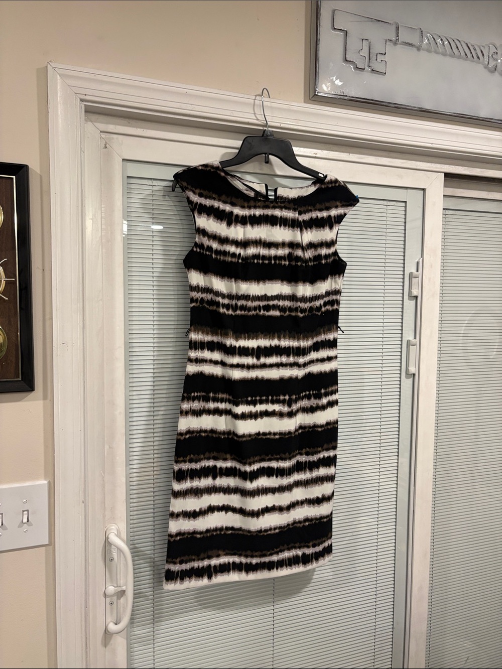 Black and White Striped Tie-Dye Midi Dress